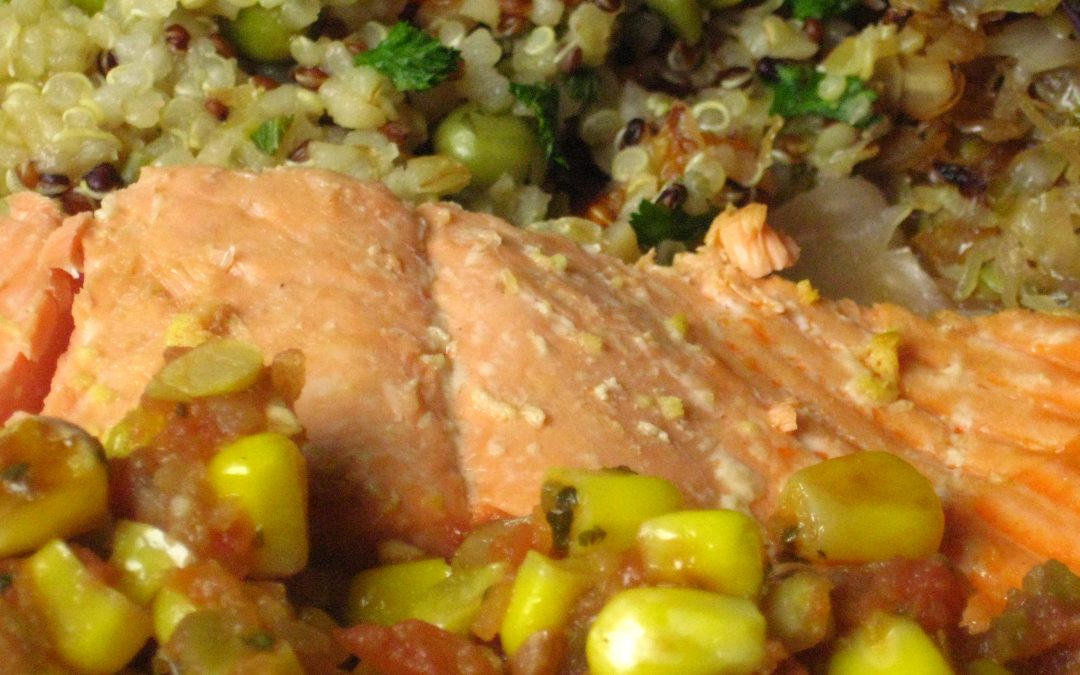 Baked Salmon with Seared Cabbage and Onions and Quinoa Pilaf, Thursday, February 22, 2024