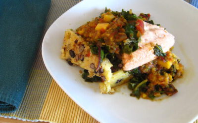 Baked Wild Salmon, Chard /Mango Salsa and Grilled Polenta, Sunday, May 19, 2024