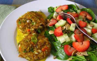 Crab Cakes with Fresh Spinach and Strawberry Salad, Friday, July 3, 2026
