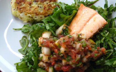 Baked Salmon and Fresh Pear Salsa with Quinoa/Potato Patties: Sunday, September 27, 2026