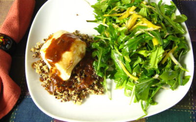 Baked Halibut with Hoisin Sauce and Arugula Nest, Thursday, April 18, 2024